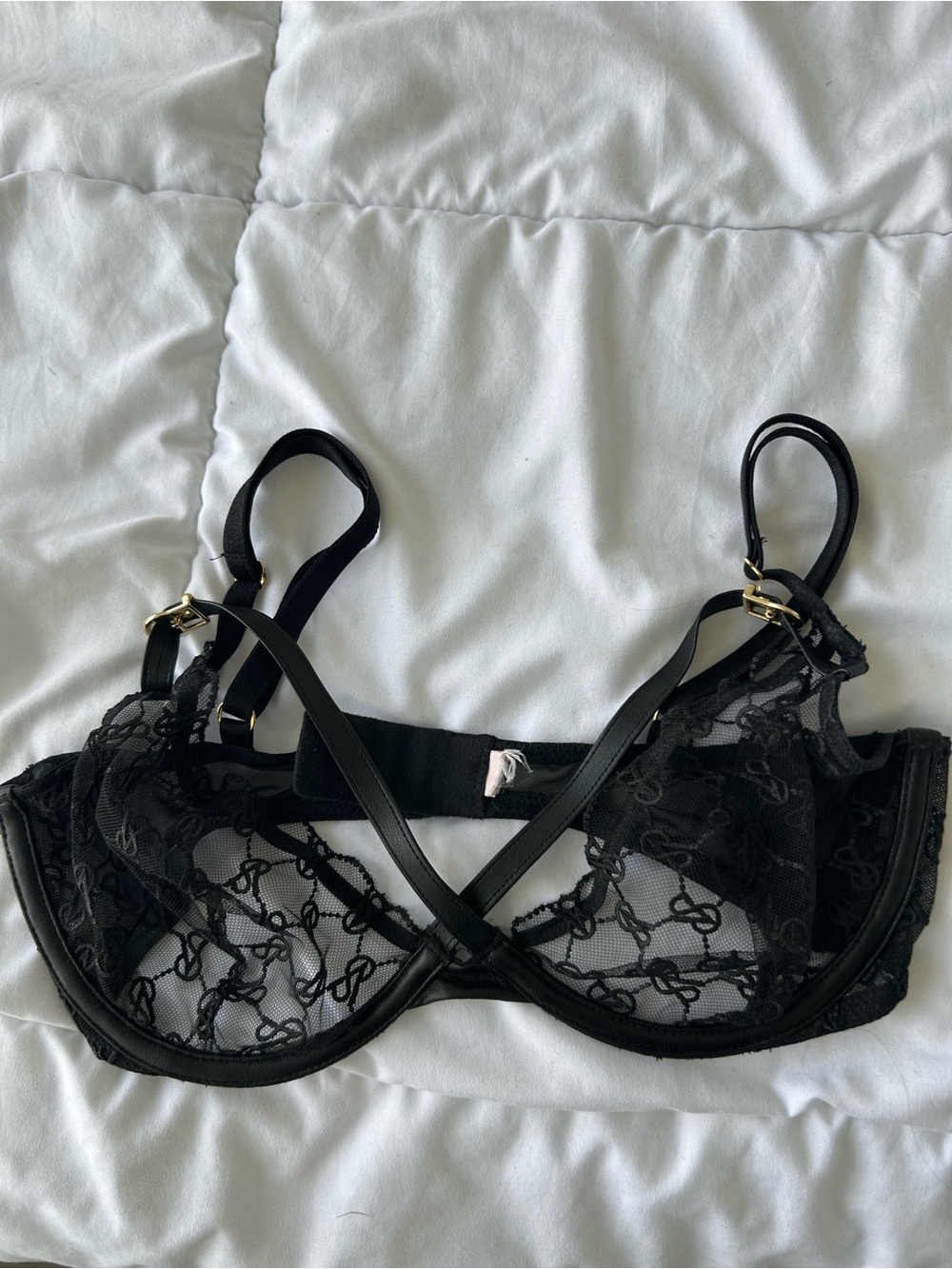 Victorias Secret Logo Embroidery Unlined Low-Cut Demi Bra